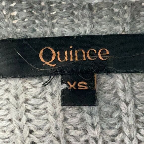 Quince Merino Wool Relaxed Turtleneck Sweater Oversized Fisherman Light Grey XS - Picture 6 of 6